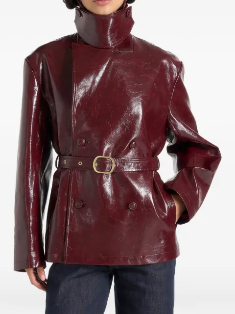 Manière De Voir Whitney in wine red patent belted trench jacket Red WMN4476