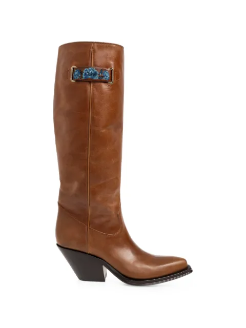 Chloé Azelan embroidered leather boots Brown CH26W20D1K