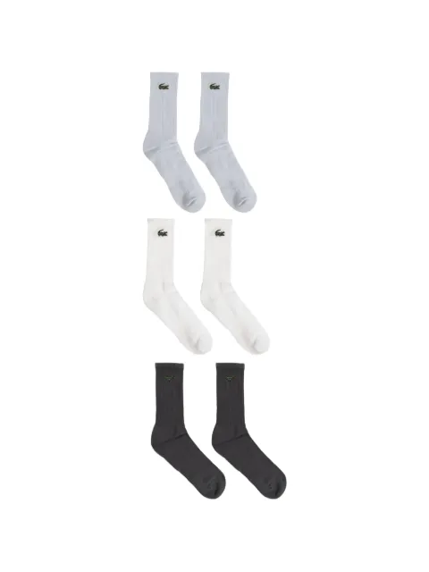 Lacoste logo-embroidered ribbed socks (set of three) White RA92490