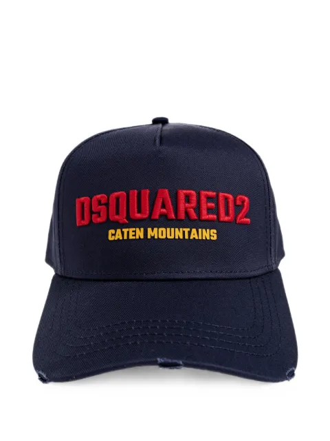 DSQUARED2 logo-embroidered distressed baseball cap Blue BCM103105C00001