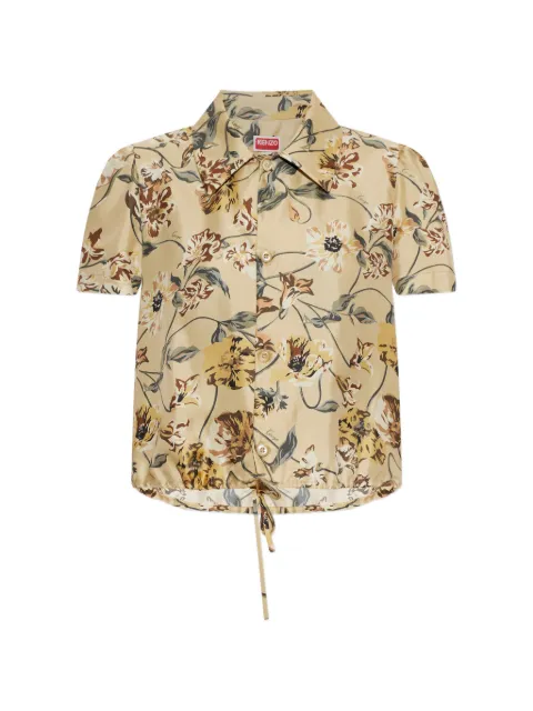 Kenzo floral-motif silk shirt Neutrals FG62TO2479O6