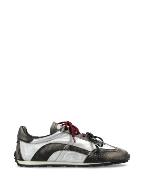 DSQUARED2 DC-642 metallic-effect panelled sneakers Silver SNM048601509241
