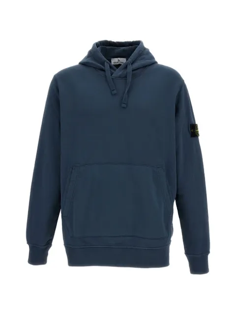 Stone Island 6100062 organic cotton fleece hooded sweatshirt Blue 6100062S0051