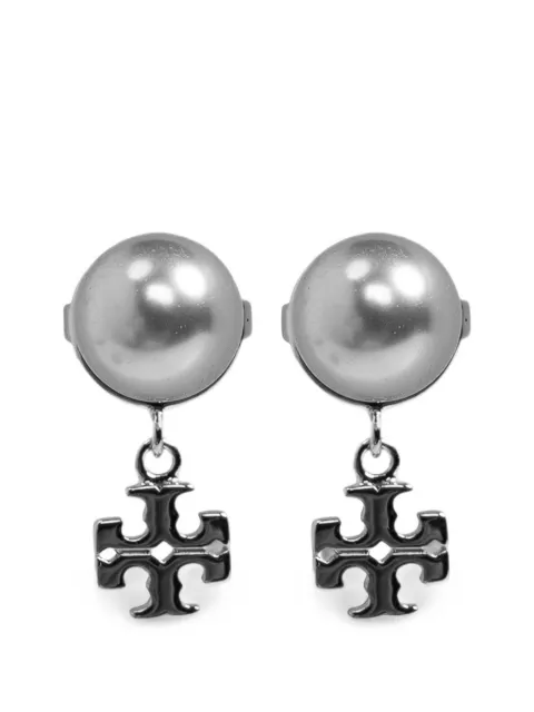Tory Burch Double T glass-pearl earrings Silver 1844400