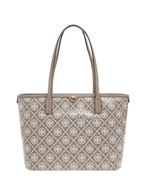 Tory Burch T Monogram coated jacquard small zip tote Grey 184576