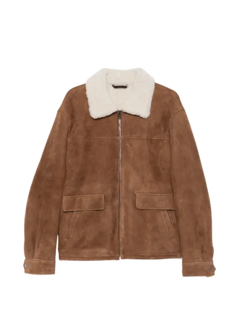 Manzoni 24 shearling-collar zip-up jacket Brown 26U920S28
