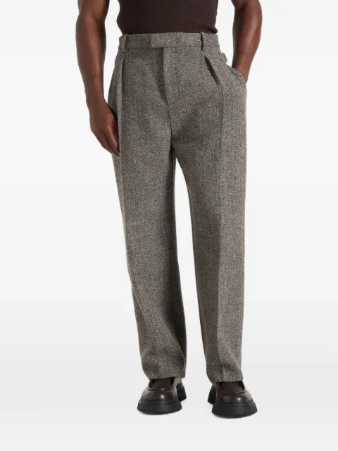 Manière De Voir Dorian in grey herringbone wool pleated trousers Grey MAN31471