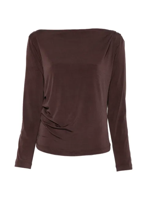 HOMAGE draped boat-neck top Brown HCW26M12