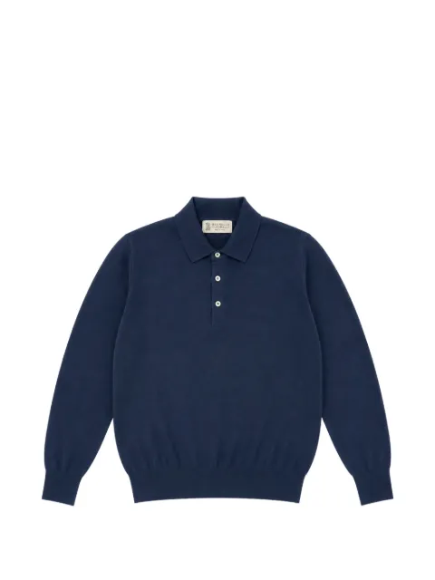 Brunello Cucinelli long-sleeve polo shirt Blue M29800135CFF32