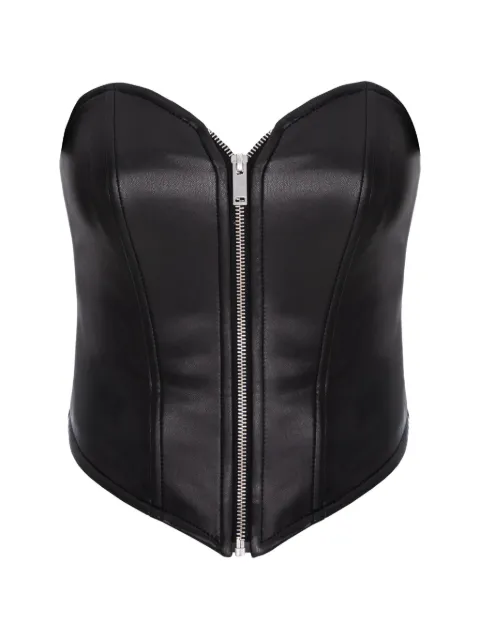 HAMZA Maris zip-up corset top Black MARISLEATHERCORSETTOP