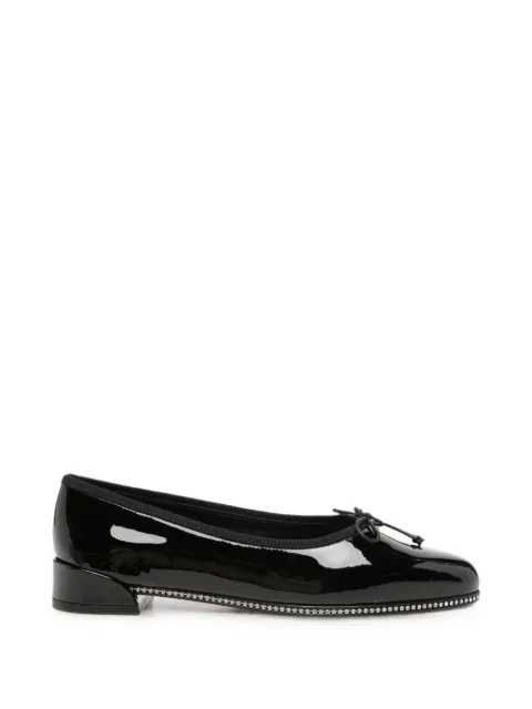 Christian Louboutin Sweetie Strass bow-detail patent-leather ballet flats Black 3260595