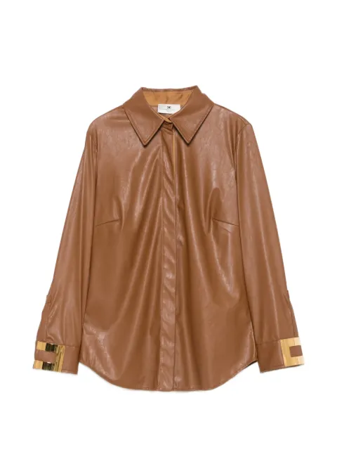 Elisabetta Franchi logo-plaque long-sleeve shirt Brown CA19566E2