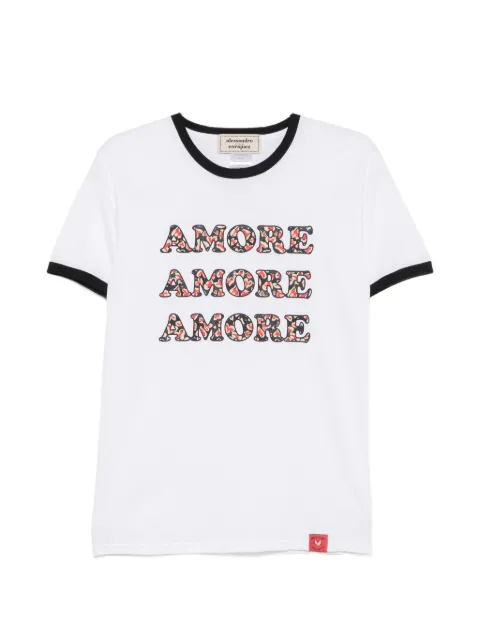 alessandro enriquez slogan-print ringer T-shirt White TS109COWHITEBLACK