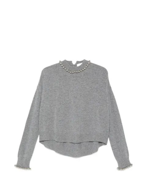 Circus Hotel stud-embellished long-sleeve sweater Silver H6WR05