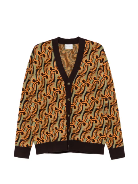 Drôle De Monsieur abstract-pattern jacquard-knit cardigan Brown CA181PA039