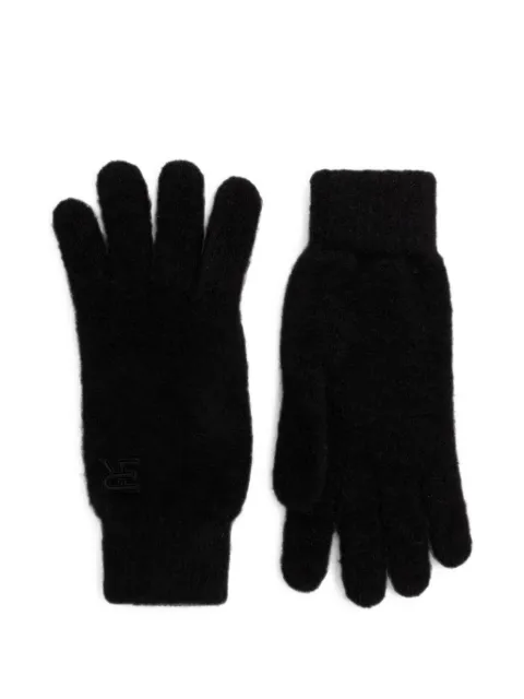 ERMANNO FIRENZE logo-embroidered knitted gloves Black D49EW011EA0