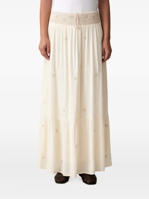 Hoss Intropia Roxana bead-embellished tiered maxi skirt Neutrals 8423041