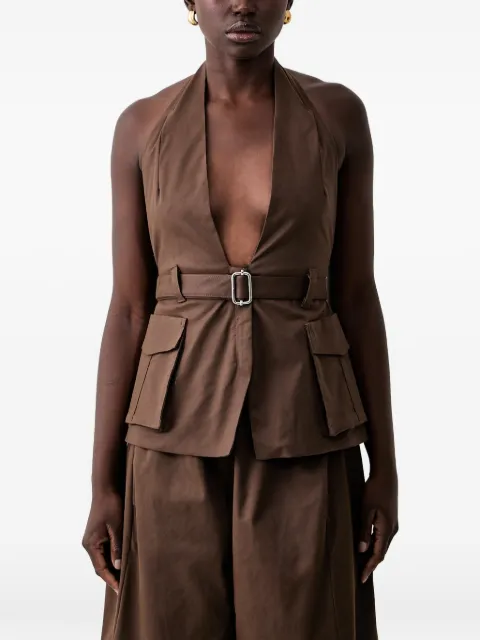 Haveone belted halterneck top Brown LSOQ003