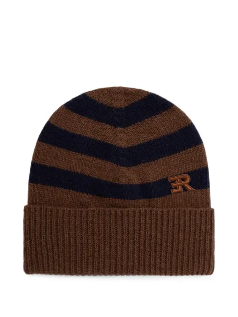 ERMANNO FIRENZE striped logo-embroidered beanie hat Brown D49EV005EO8