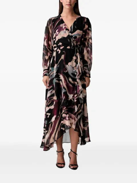 Joseph Ribkoff abstract-print wrap midi dress Black 263739