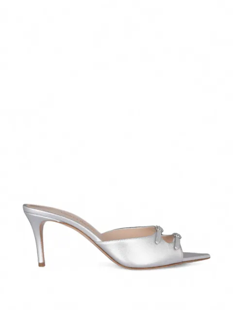 Andrea Wazen Carol buckle-detail pointed-toe sandals Silver CARMU075LCBSILPF26