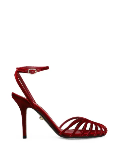 Alevì velvet cage sandals Red L26SC001R1402