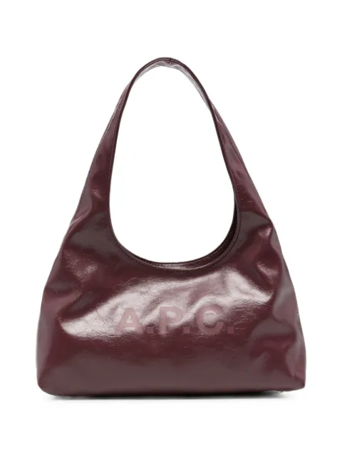 A.P.C. logo-print patent-finish tote bag Purple PUABRF67027
