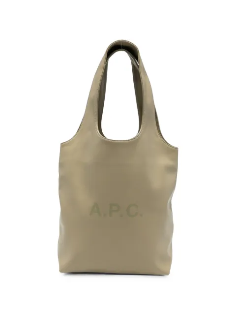 A.P.C. logo-print leather tote bag Neutrals PUAATM61861