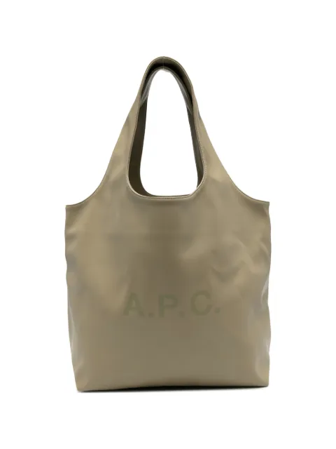 A.P.C. logo-print leather tote bag Neutrals PUAATM61565