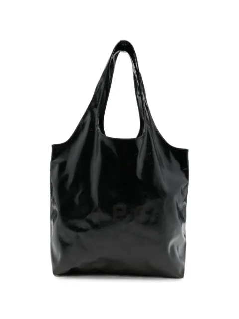 A.P.C. logo-print patent-finish tote bag Black PUABRM61565