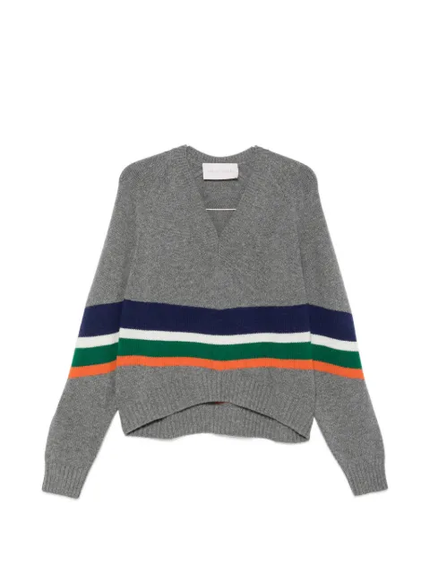 Circus Hotel striped V-neck sweater Grey H6WP42