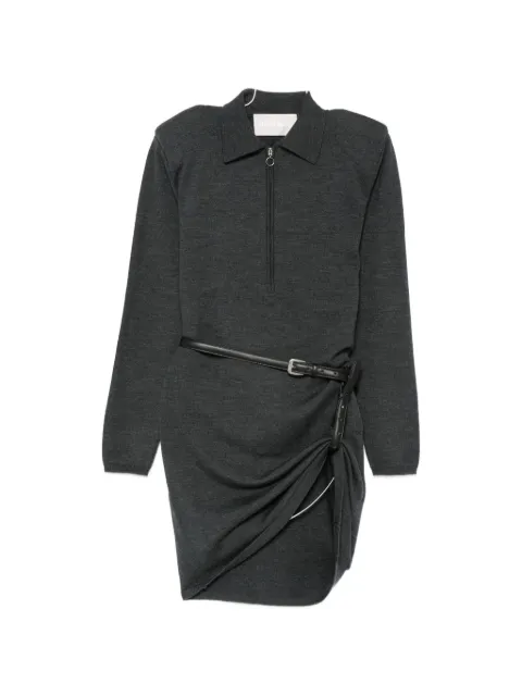 Circus Hotel belted half-zip dress Grey H6WI14