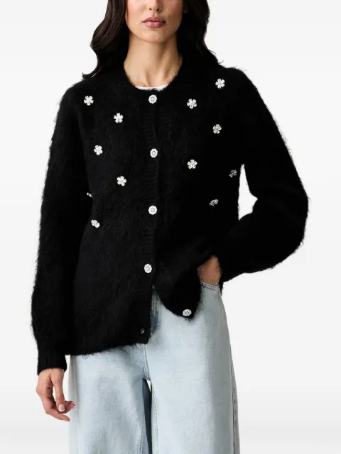 Silvian Heach crystal-embellished fluffy cardigan Black GPA26416CD