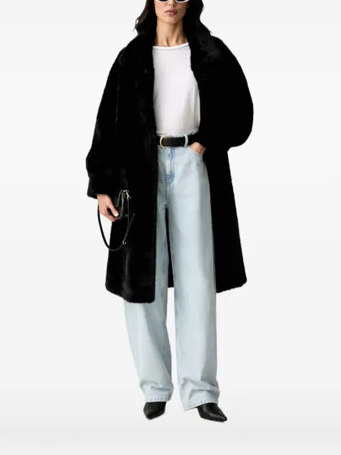 Silvian Heach faux-fur single-breasted coat Black GPA26023PL