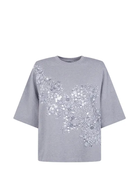 Essentiel Antwerp Kalani sequin-embellished floral-appliqué T-shirt Grey KALANI