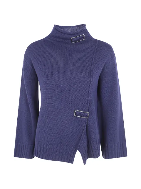PierAntonioGaspari buckle-detail asymmetric-hem sweater Blue 1V6817MQA8