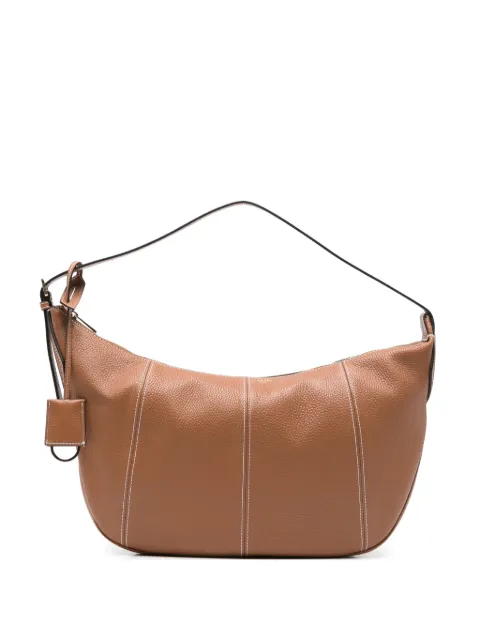 Lancel contrast-stitch leather shoulder bag Brown A13994