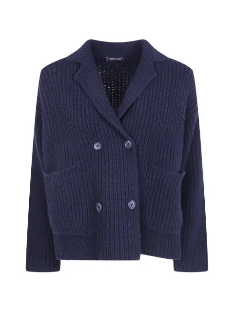 anne claire double-breasted ribbed-knit cardigan Blue D1882864
