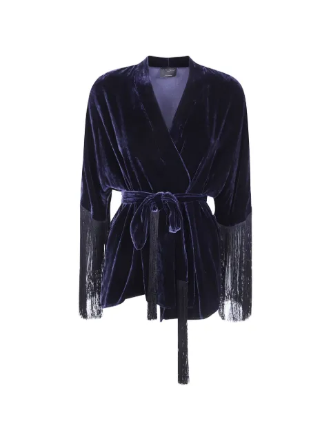 Antonelli fringe-trim belted cardigan Blue R3407716P