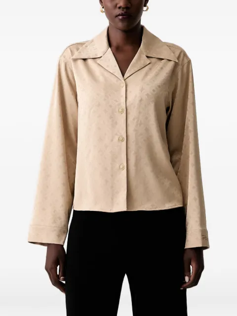 Scotch & Soda jacquard-logo long-sleeve shirt Neutrals U9B01518T