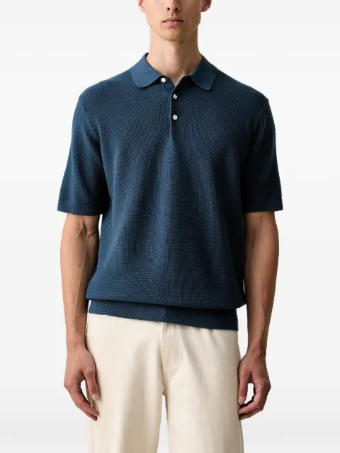 Scotch & Soda waffle-knit short-sleeve polo shirt Blue 183611