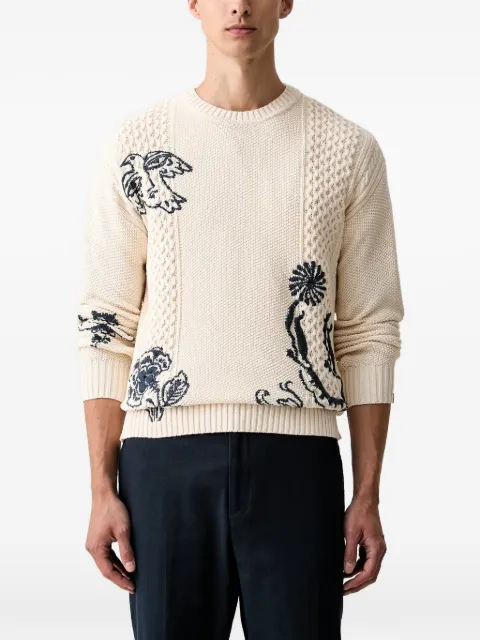 Scotch & Soda x Royal Delft embroidered cable-knit sweater Neutrals 183605