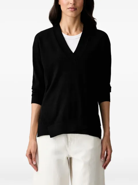 Silvian Heach Valleisi asymmetric V-neck sweater Black GPA26053MA