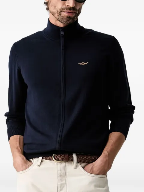 Aeronautica Militare wool zip-up cardigan Blue MA1642UL00415