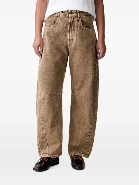 Aeronautica Militare acid-wash wide-leg barrel-fit jeans Brown PJ0217DCT04389