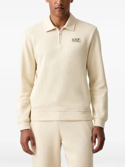 Ea7 Emporio Armani logo-patch zip-neck sweater White 7M002232AF21822