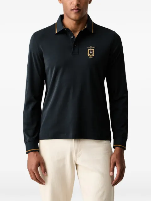 Aeronautica Militare embroidered-logo long-sleeve polo shirt Black PO1940UJ00663