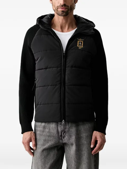 Aeronautica Militare quilted knit-sleeve jacket Black AM1389UCL00005