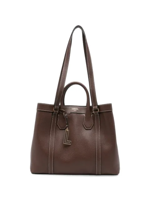 Lancel Belleville contrast-stitch leather tote bag Brown A14269