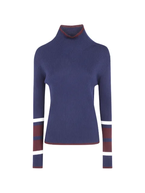 Mantu ribbed fine-knit striped-sleeve top Blue AG0001G30